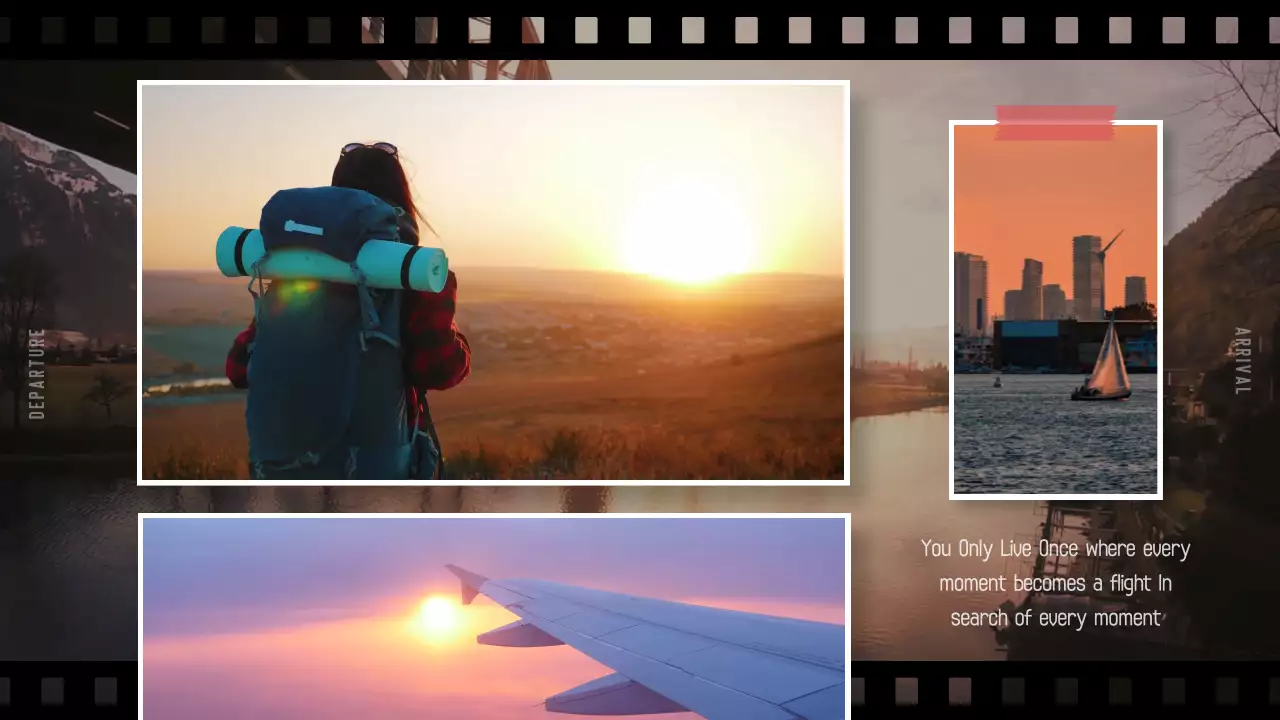 주황 파랑 파스텔톤의 필름컨셉의 여행 브이로그