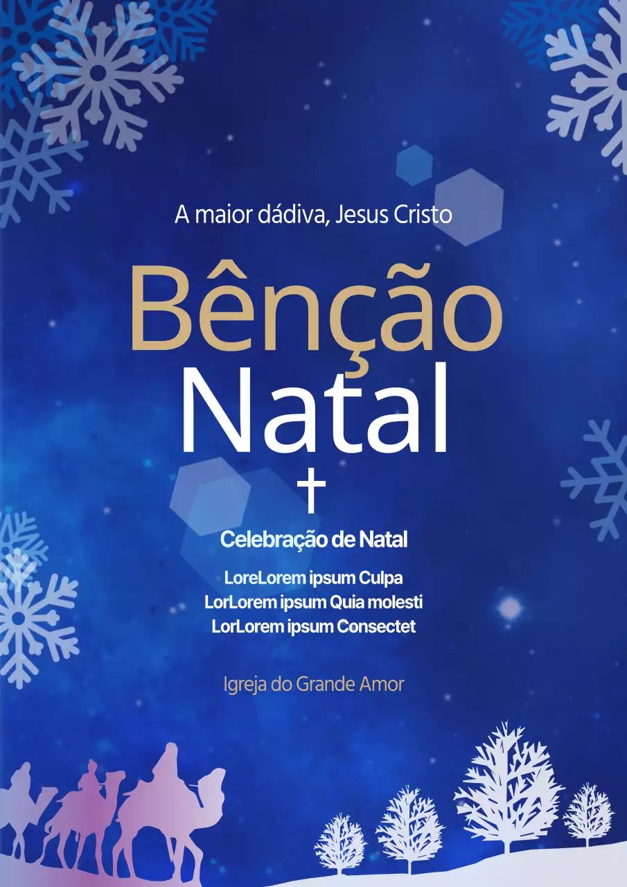 Promover e orientar os serviços religiosos com um tema de Natal azul e nevado
