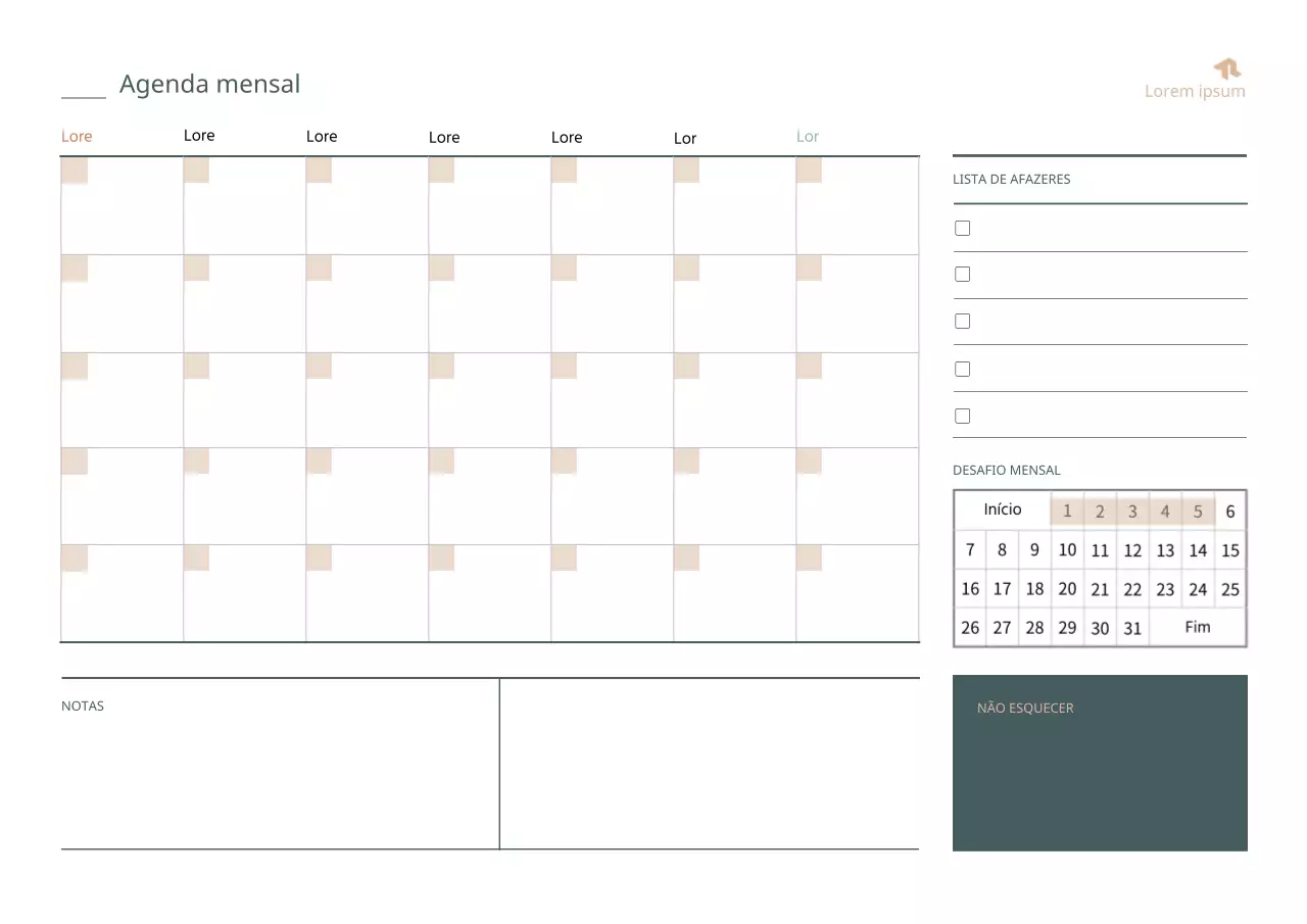 Bloco de notas digital simples, verde e castanho, para planear e organizar