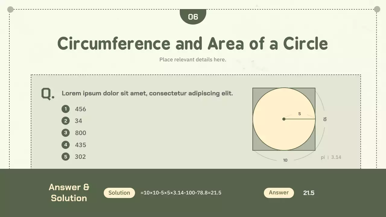 Green Simple Geometry Concept Circumference and Pie Day