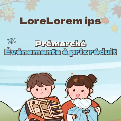 Remise sur un concept animé d'illustration d'automne en orange et bleu clair