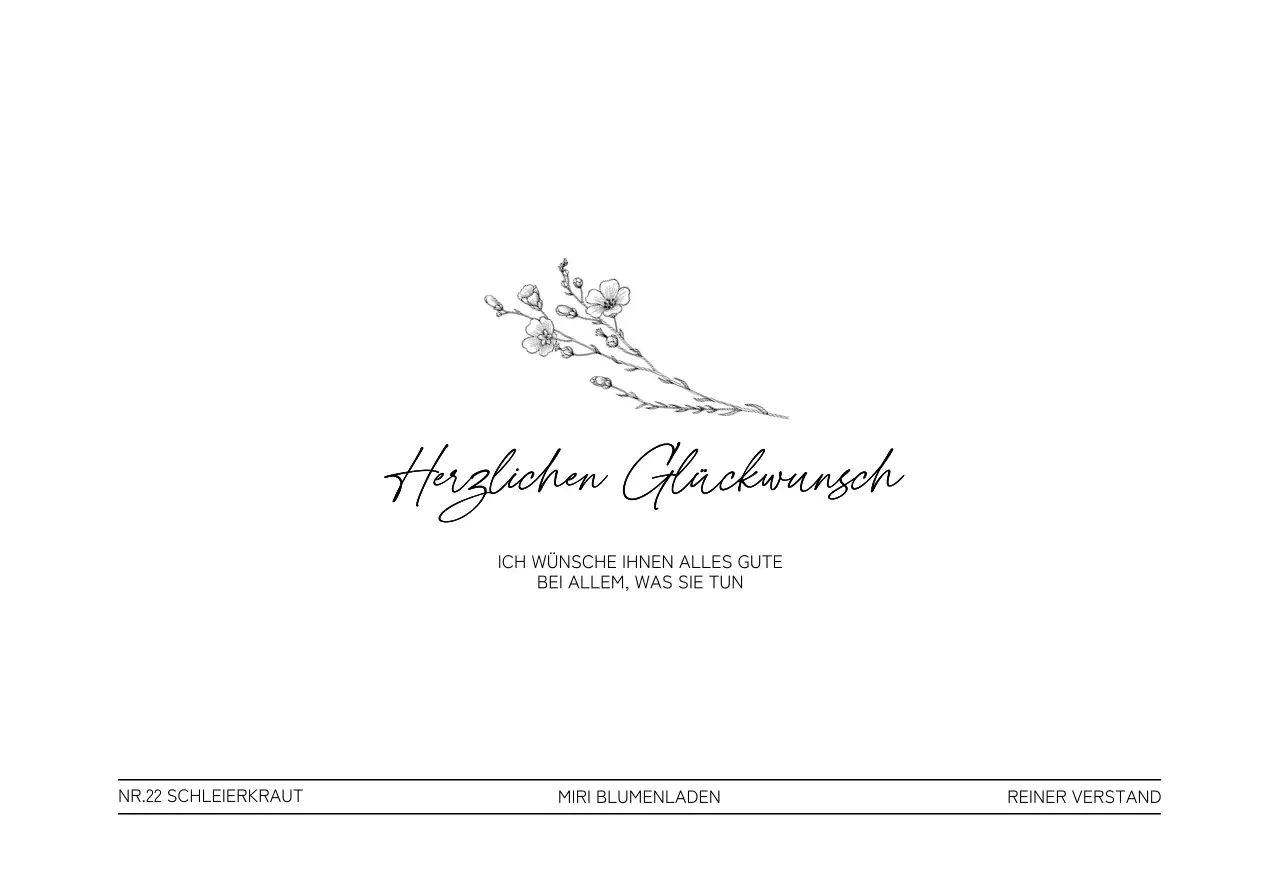 Blumengeschenk für Gratulanten mit schwarzer floraler Linienillustration