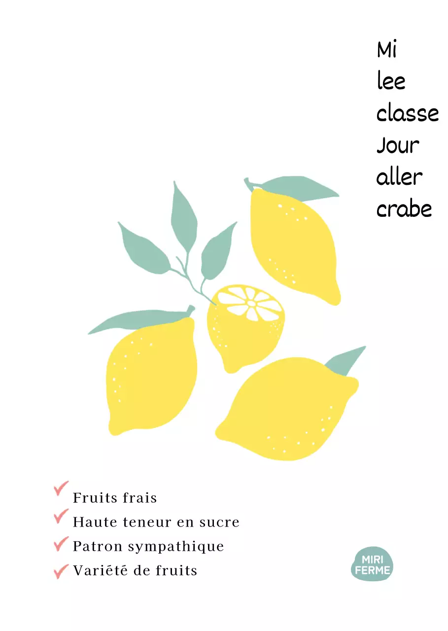 Illustration sentimentale d'un citron pour un magasin de fruits