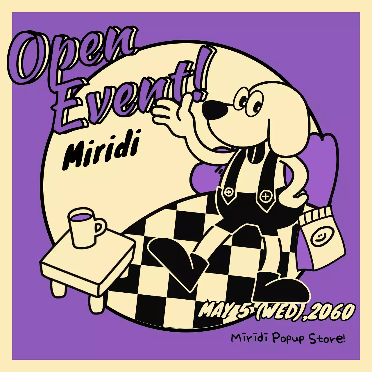 퍼플 레트로 이벤트 공지 소셜 미디어 게시물