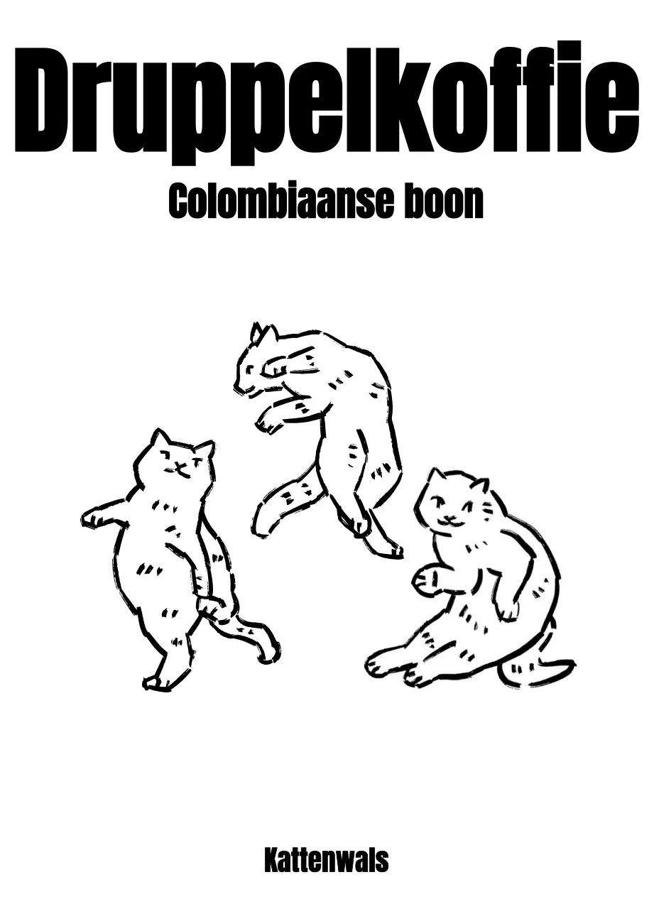 Eenvoudig ontwerp met een zwarte, tekenachtige kattenillustratie