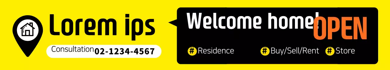 Banner de promoção imobiliária moderna amarela