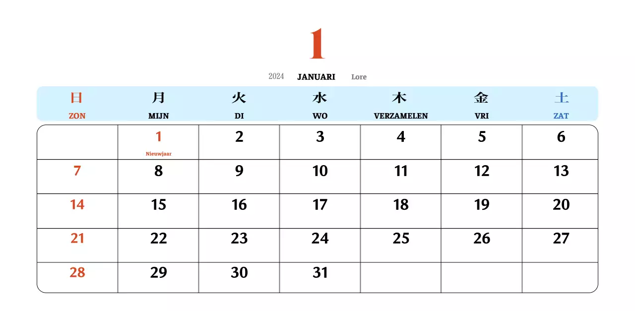 Retro concept nostalgiekalender in rood en blauw