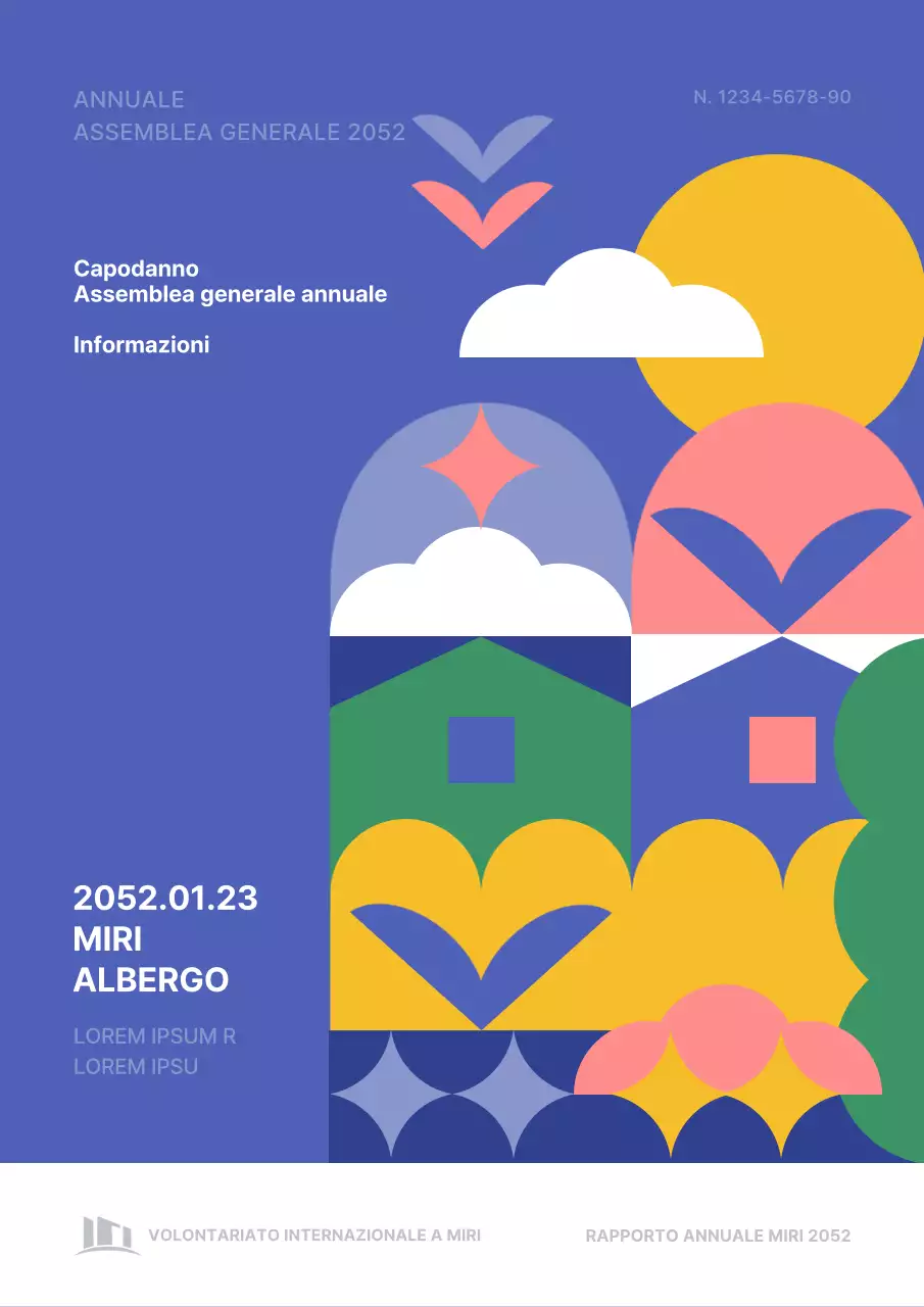 Assemblea generale di Capodanno in blu, giallo e verde