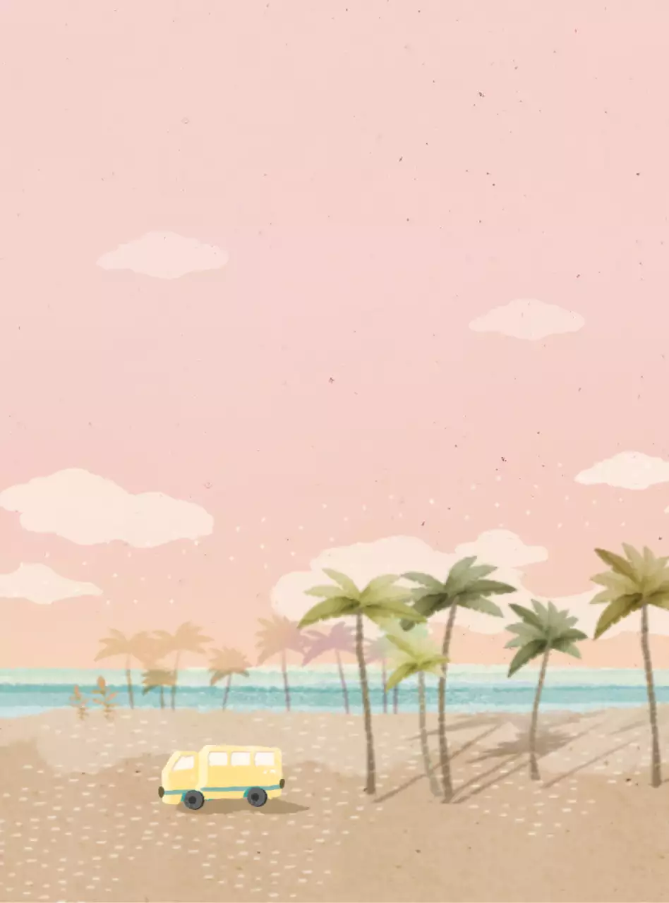 Cute camper illustration style personalized goods in pastel tones