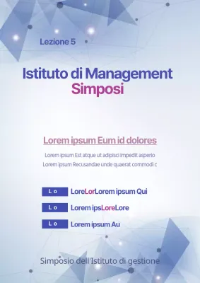 Promuovere uno scambio industriale con forme geometriche nei colori blu e viola.