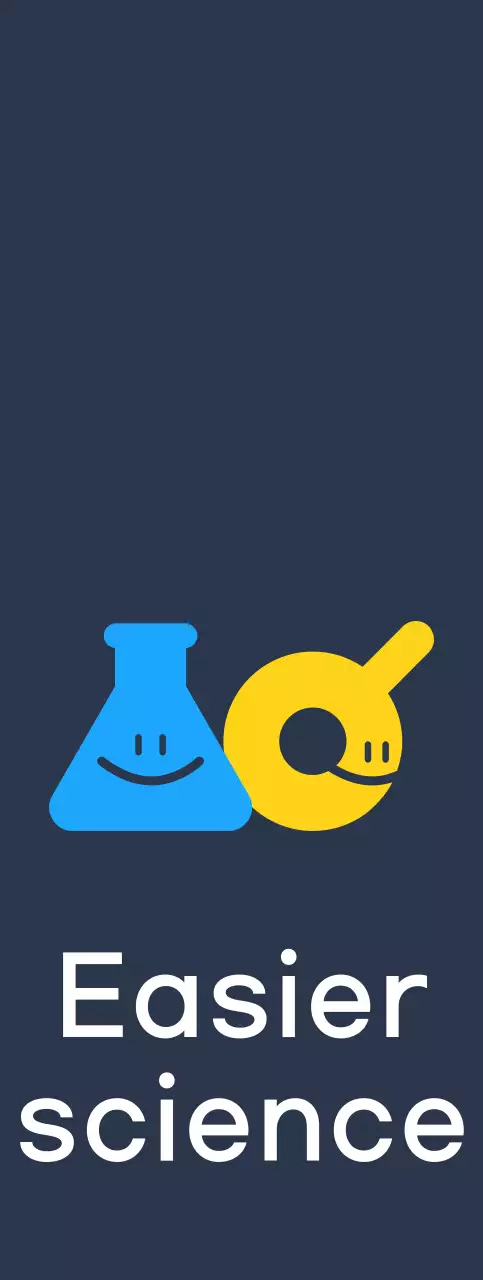 Design a logo for a science school with a blue and yellow science lab tool character.