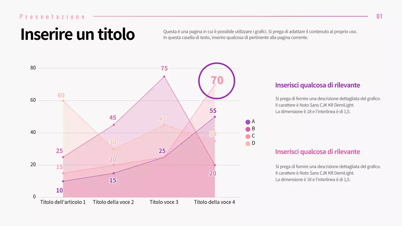 Presentazione di diversi layout con concetti grafici a gradiente rosa
