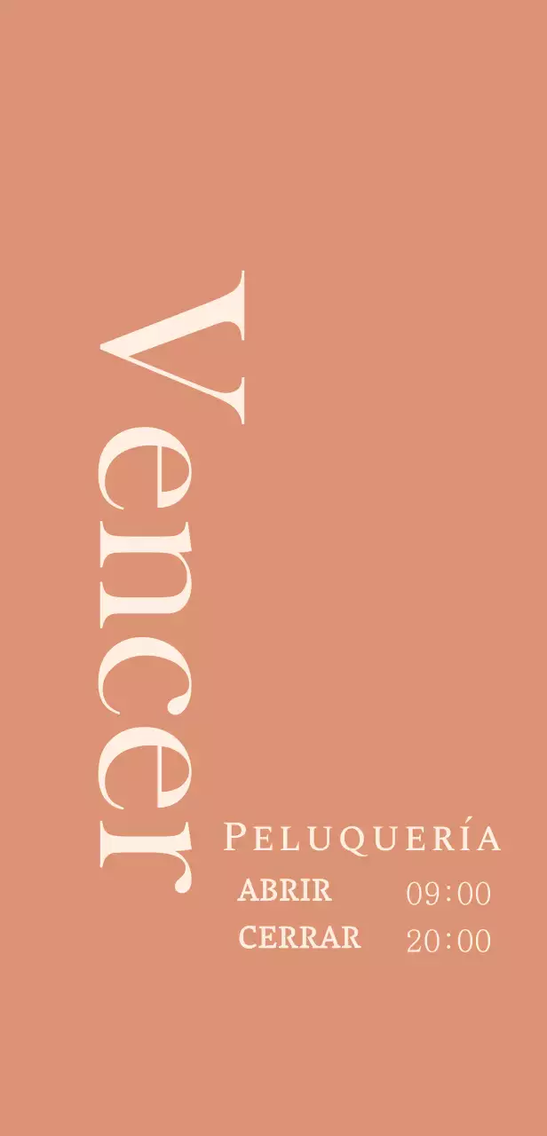 Cartel de peluquería con título en inglés sobre fondo rojo degradado