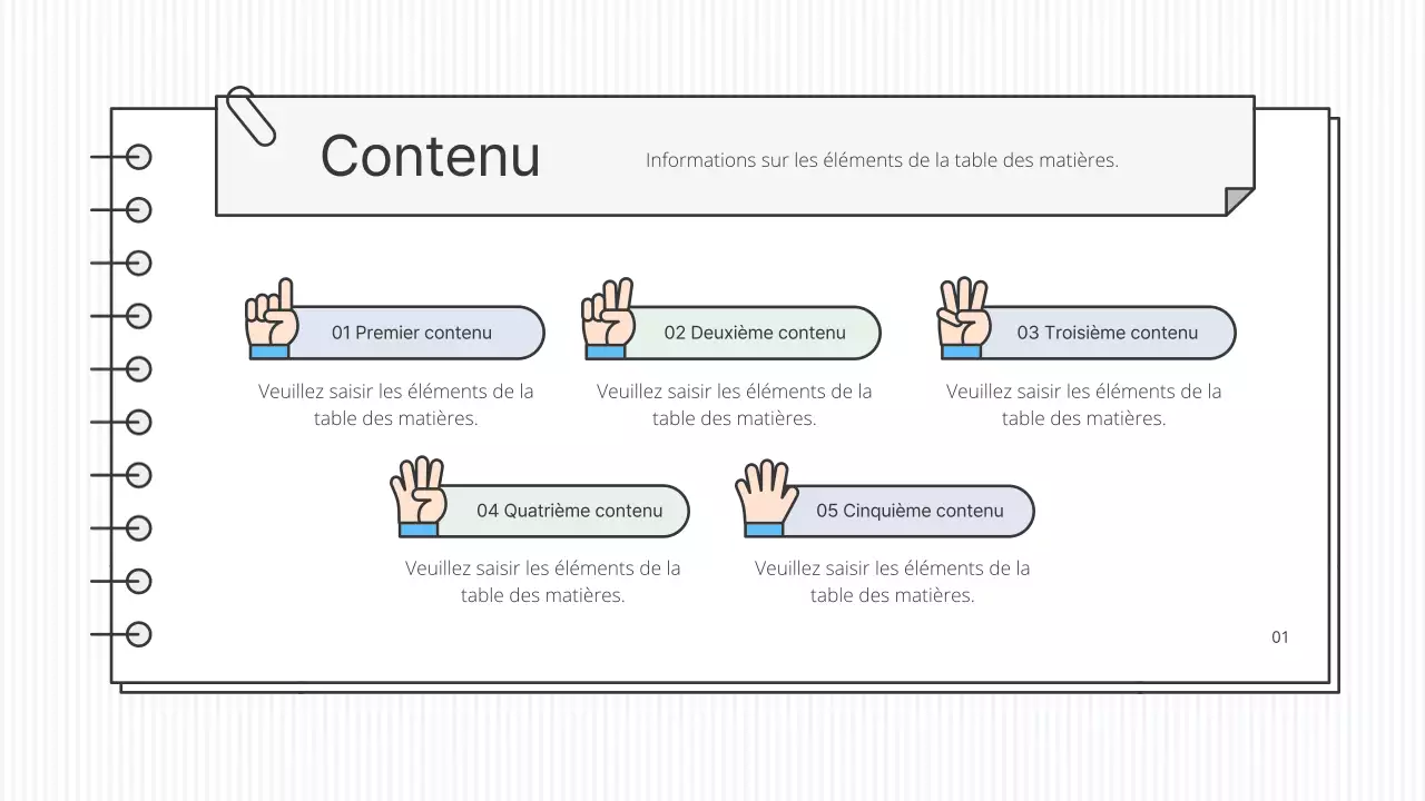 Kit de présentation pédagogique conceptuel et épuré, en blanc et en couleurs accentuées