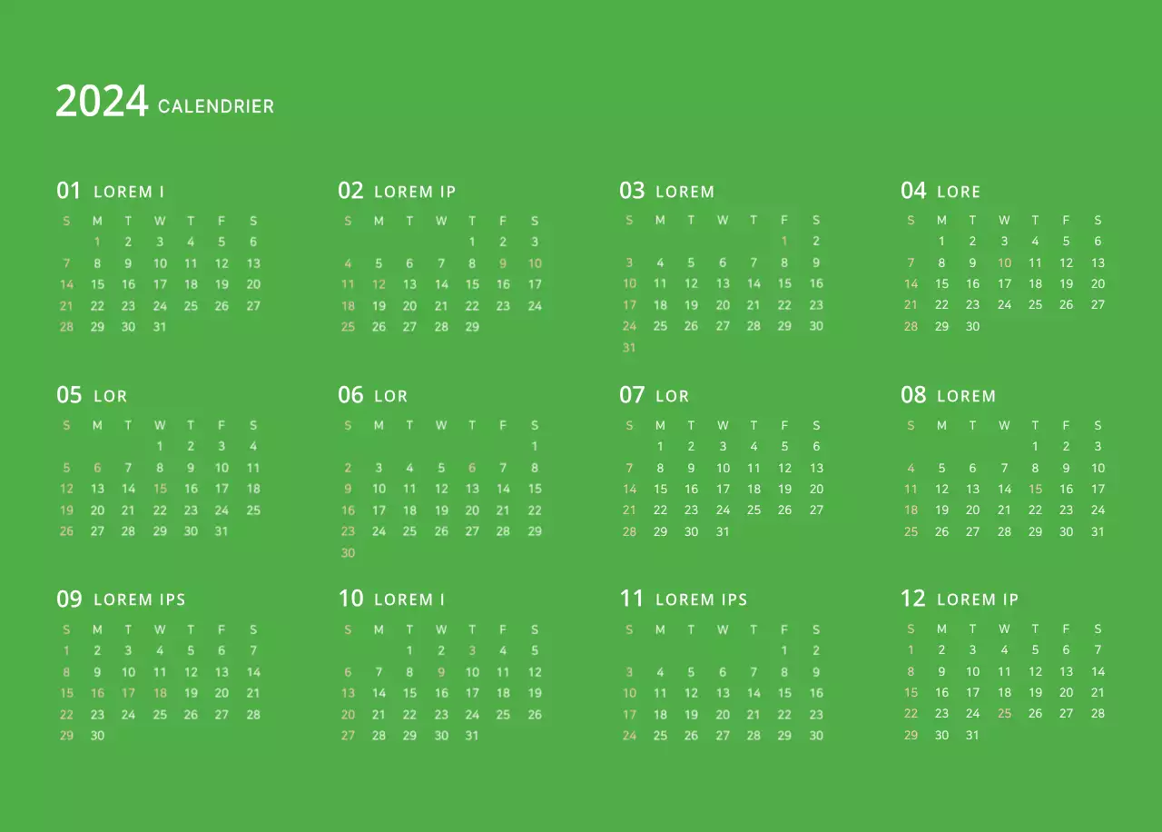 Calendrier illustré multicolore