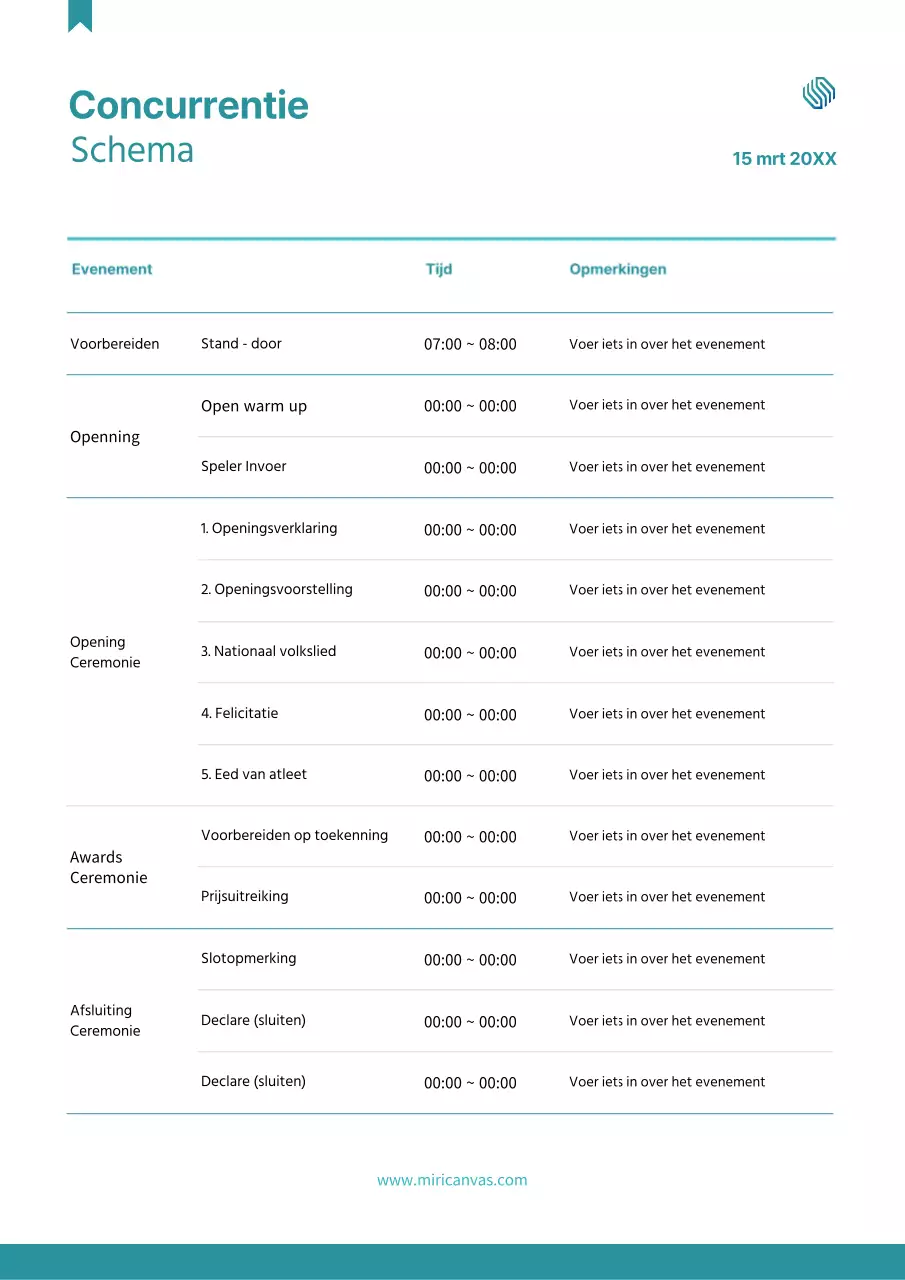 Eenvoudig blauw toernooischema