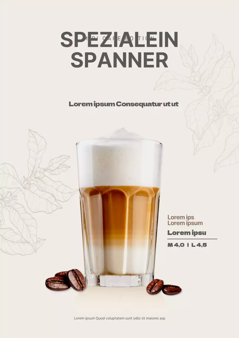 Braunes Cafe Kaffee Einsperner Speisekarte Poster