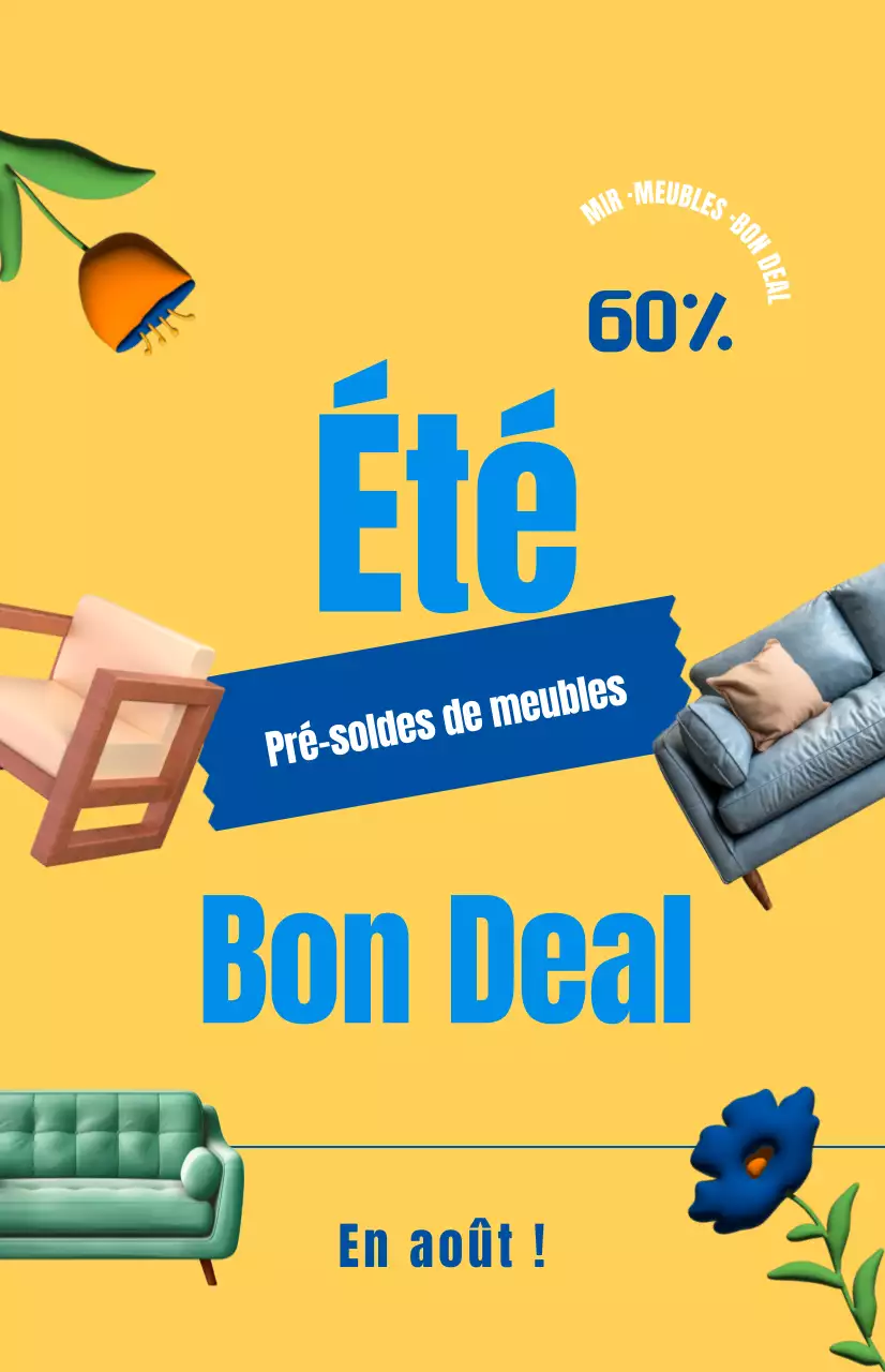 Promouvoir une vente de meubles sur fond jaune
