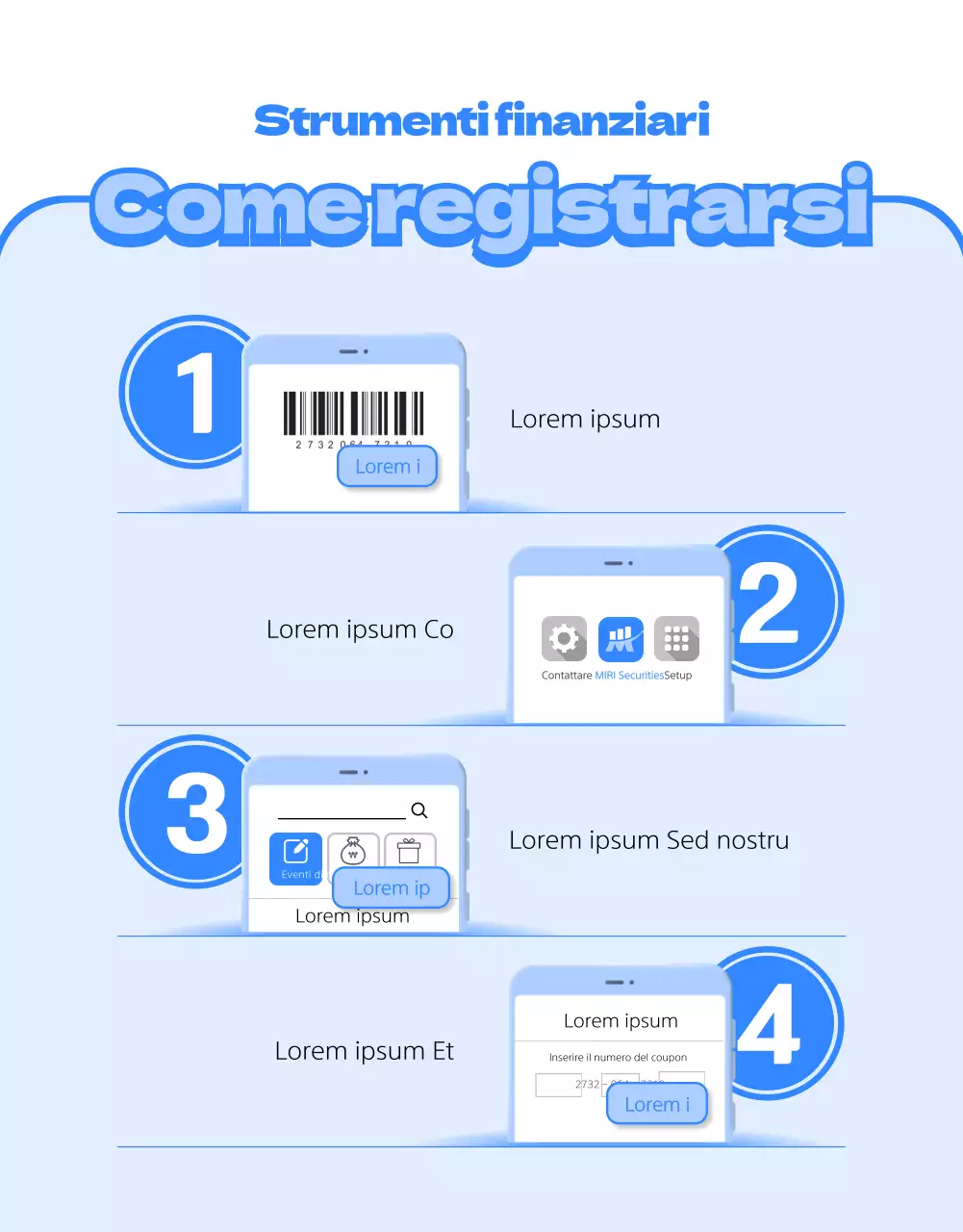 Tema di concetto pulito sugli strumenti finanziari con illustrazioni 3D blu