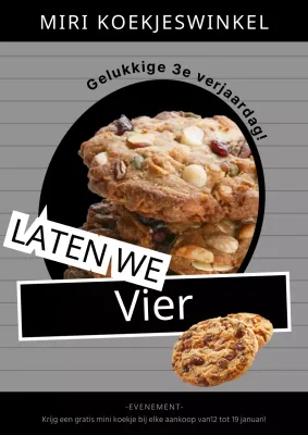 Cookie giveaway met zwarte en grijze achtergrond (webposter verticaal)