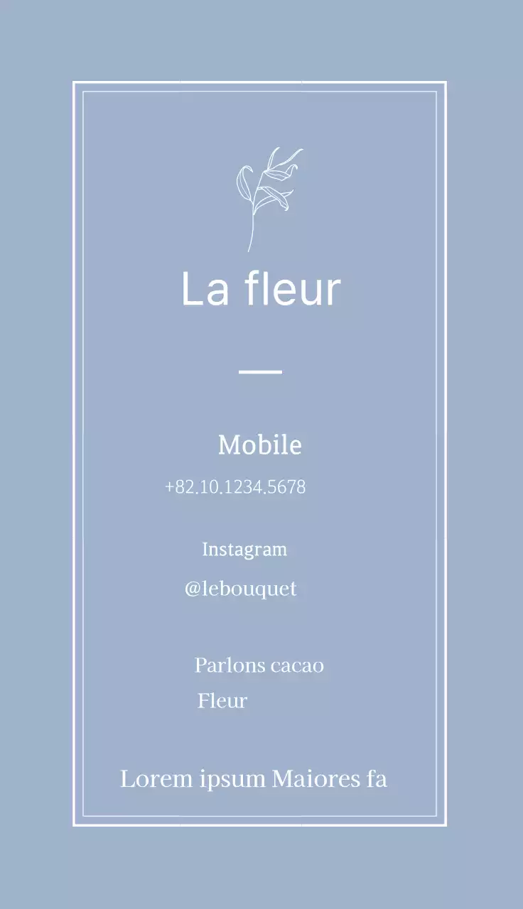 illustration bleue simple fleuriste vintage