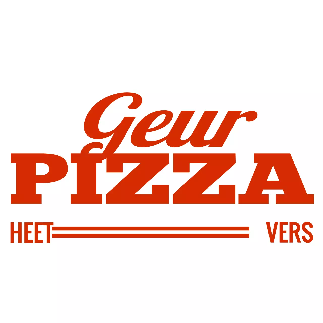 Rood en wit eenvoudige moderne tekst nadruk logo type stijl voor het bevorderen van een pizzeria