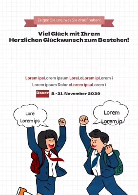 Studentenrabatte mit lustigen roten und schwarzen Studentenillustrationen