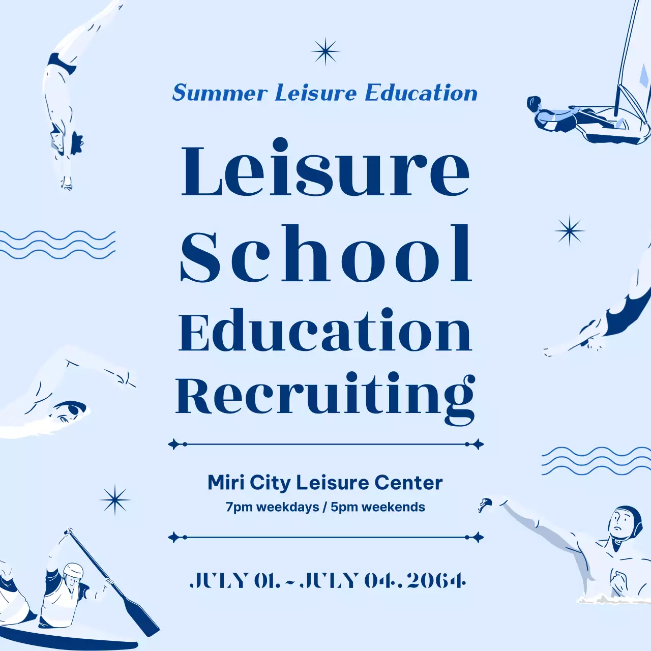 블루 미니멀 에듀케이션 채용 소셜 미디어 포스트