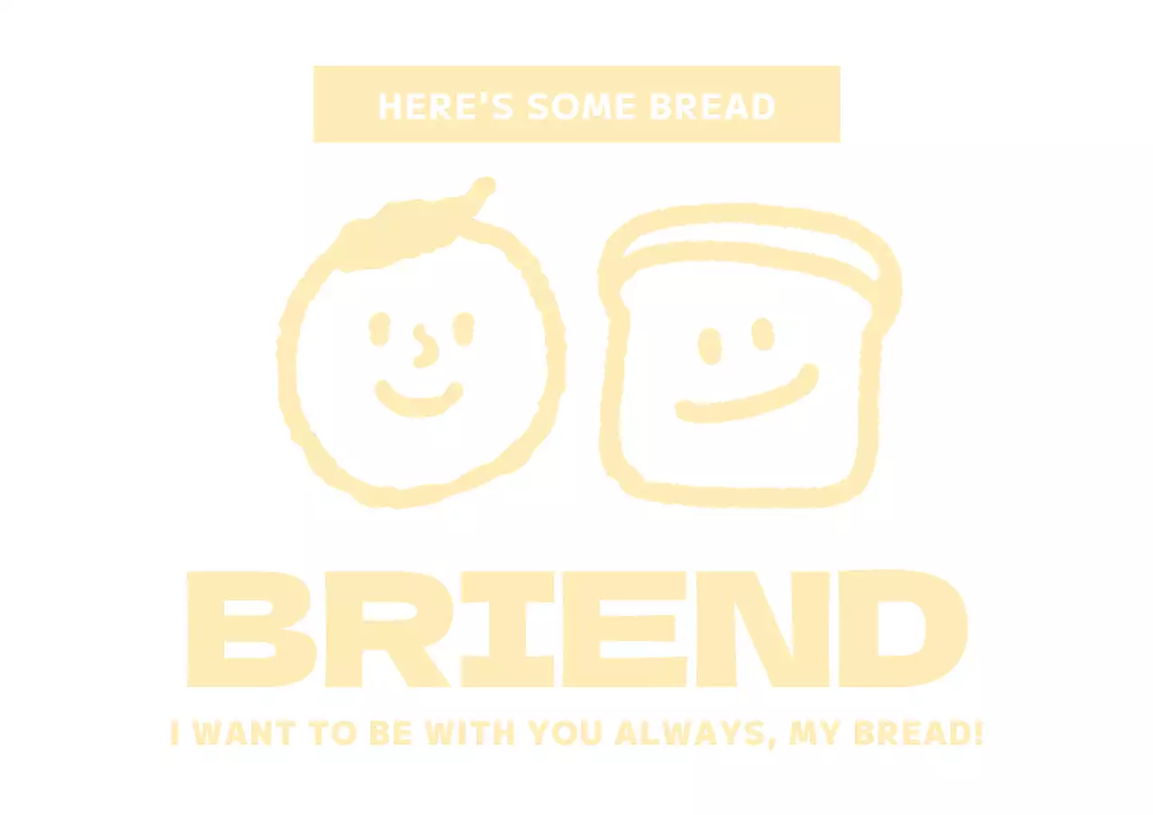 Desain toko roti yang bersih dengan ilustrasi orang dan roti berwarna kuning yang lucu