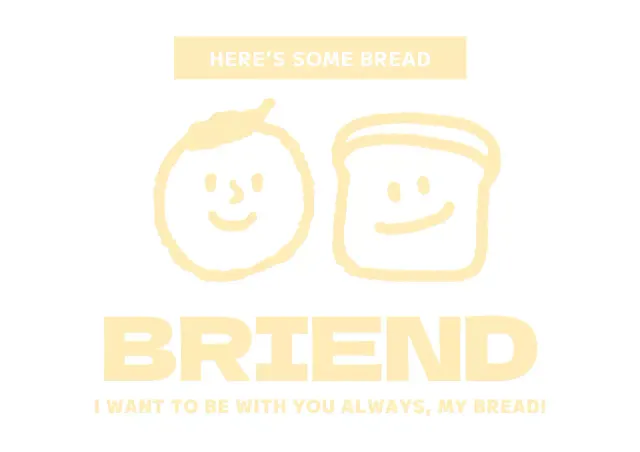 Desain toko roti yang bersih dengan ilustrasi orang dan roti berwarna kuning yang lucu