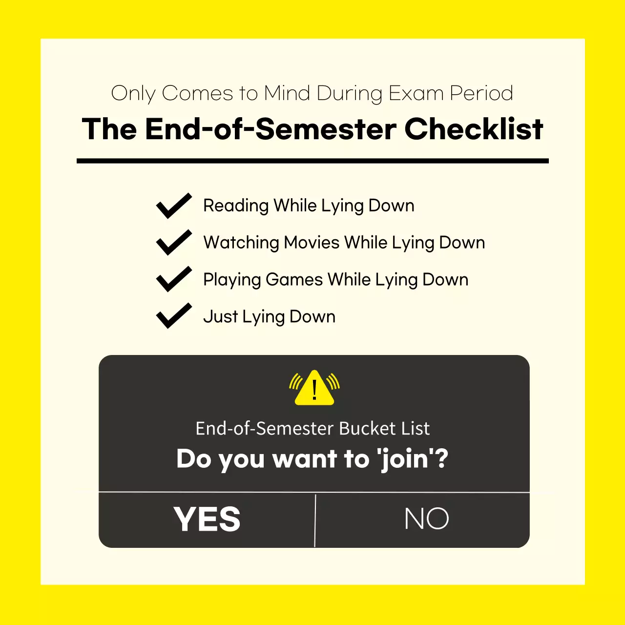 Yellow Joke Checklist Guide Social Media Post