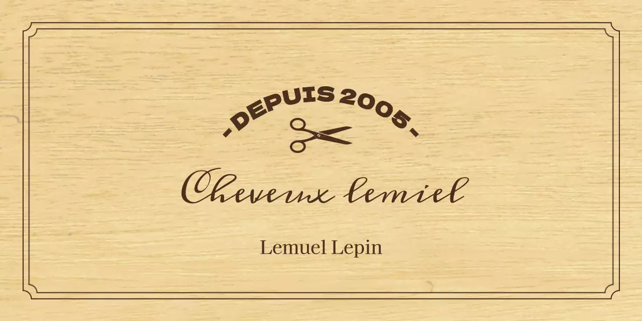 Enseigne de salon de coiffure d'aspect classique avec texte noir et illustration de ciseaux