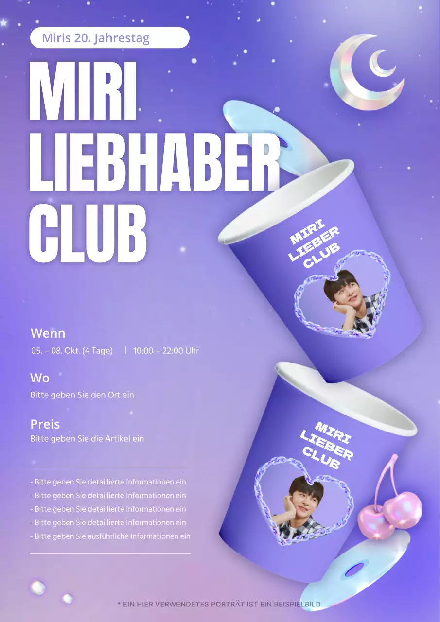 Lila glitzernder Nachthimmel Geburtstagscafé