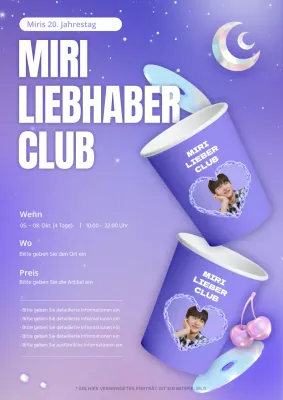 Lila glitzernder Nachthimmel Geburtstagscafé