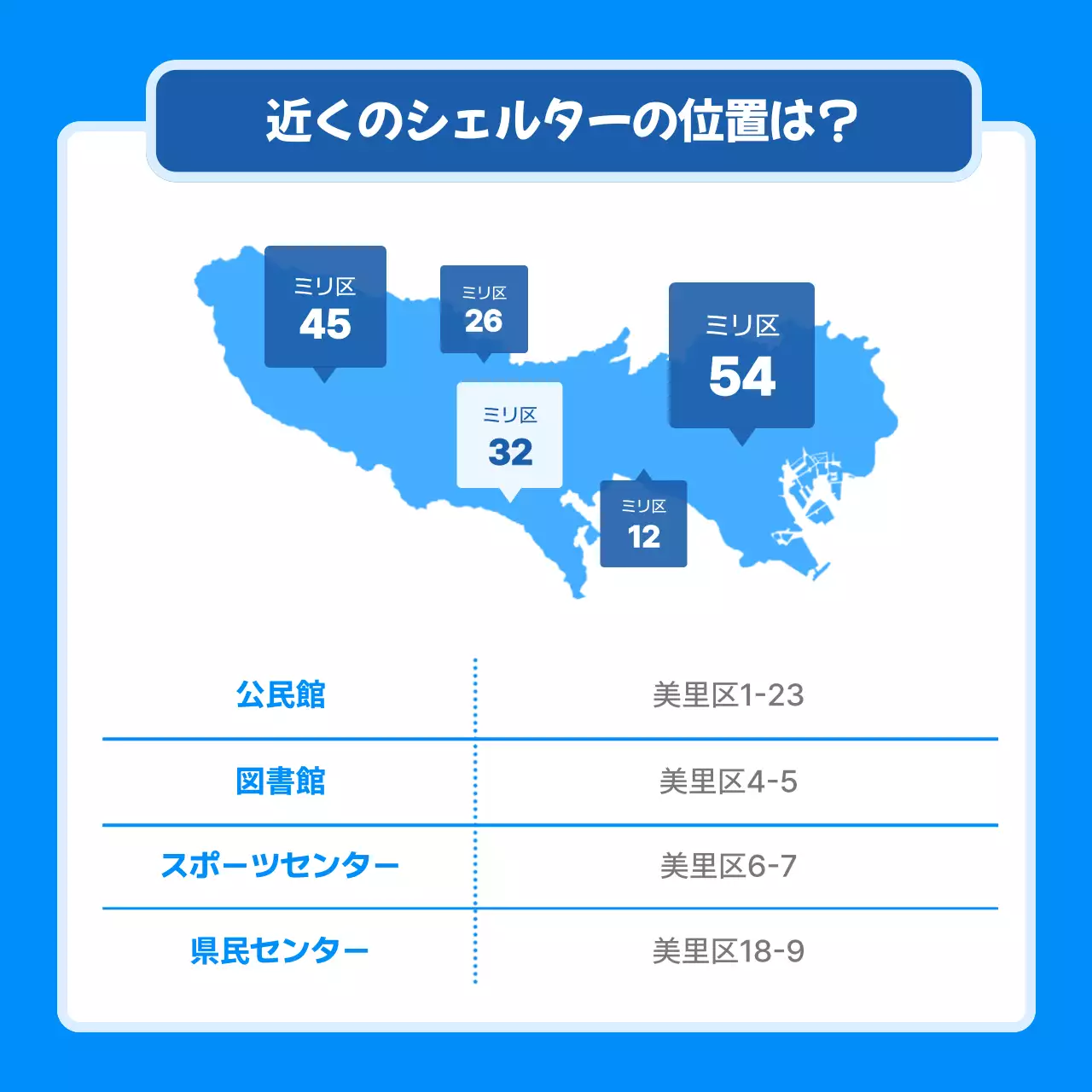 青 シンプル シェルター 案内 Instagram カルーセル