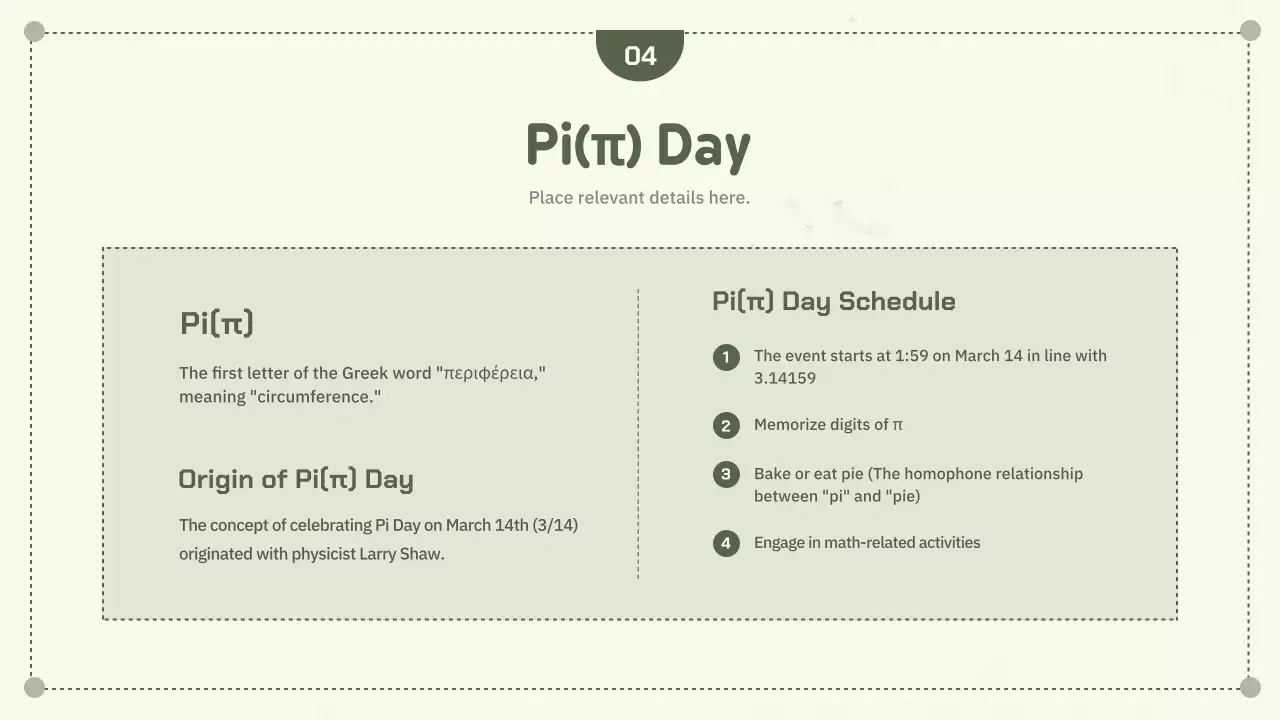 Green Simple Geometry Concept Circumference and Pie Day