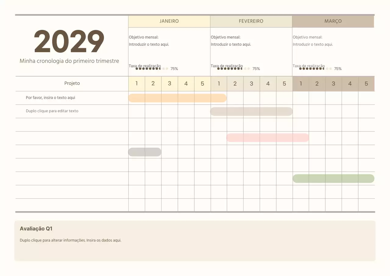 Calendário trimestral amarelo, conceito simples