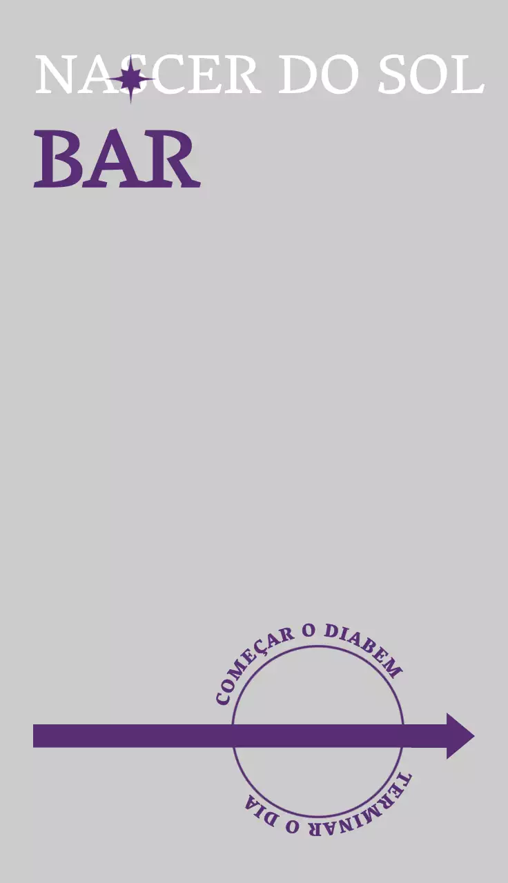 Um conceito simples e moderno em branco e roxo para promover um bar.