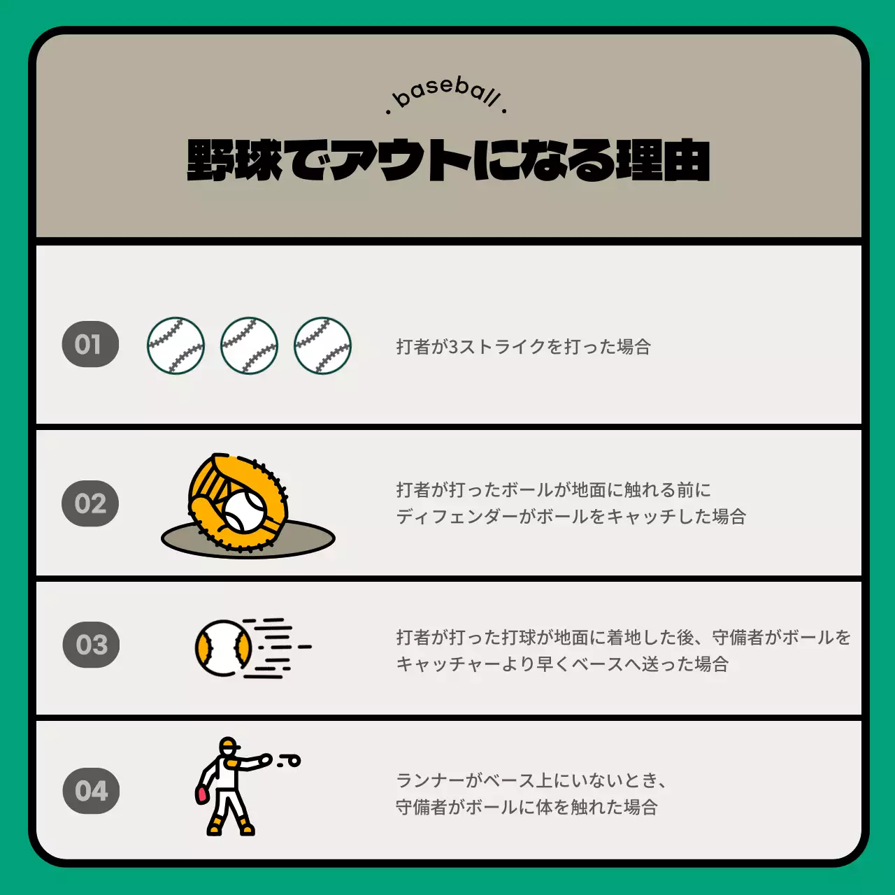 緑 シンプル 野球 チラシ Instagram カルーセル