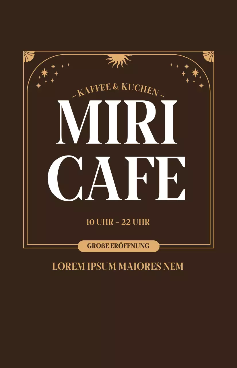 Werben Sie für einen Café-Eröffnungsrabatt mit einer beigen Stimmung auf braunem Hintergrund