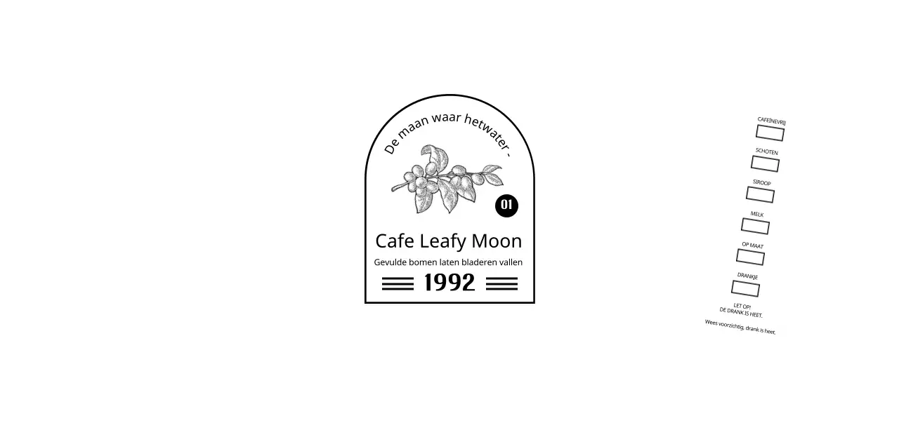 Promoot en informeer je café met een strak, zwart-wit embleemlogo