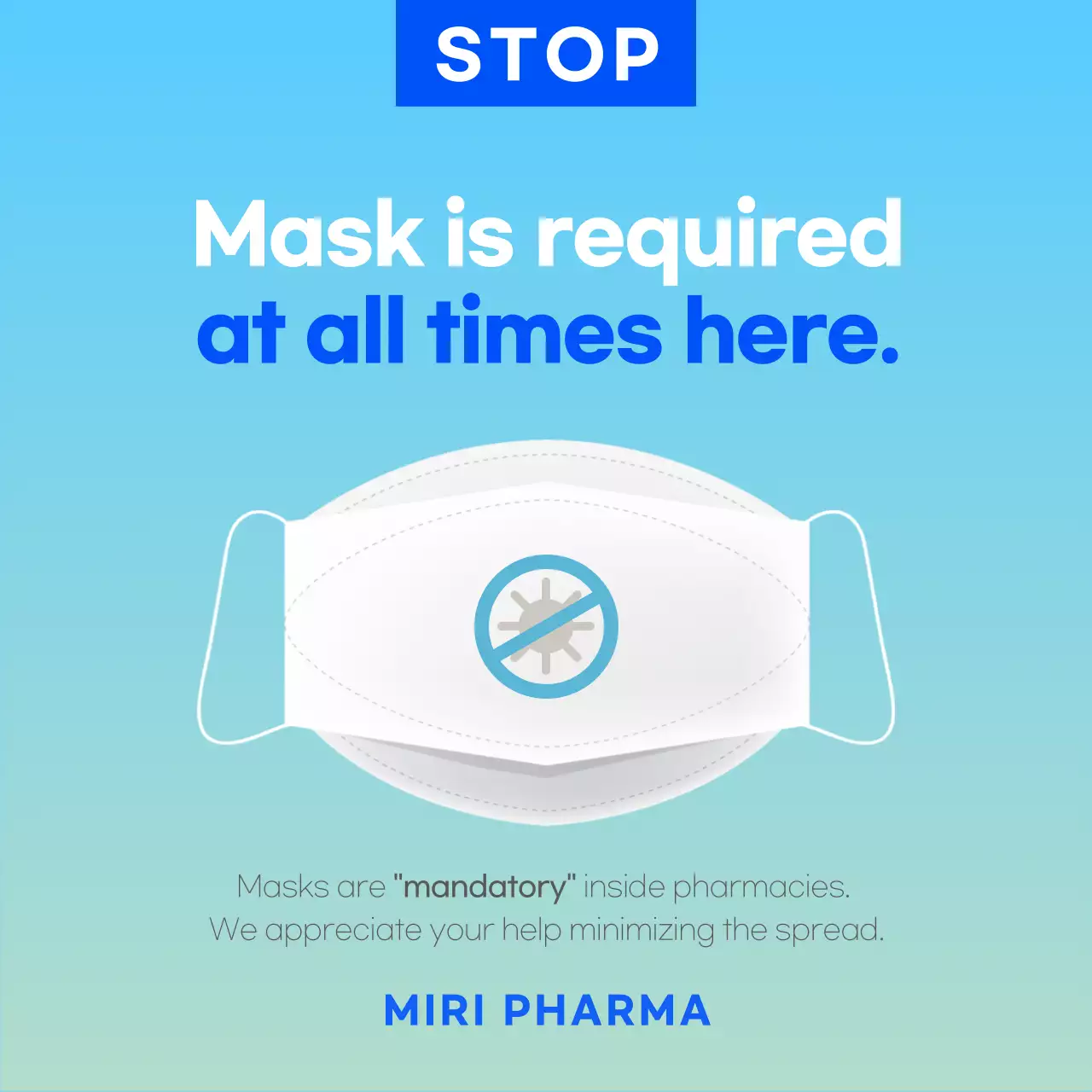 Blue mask simple COVID-19 announcement