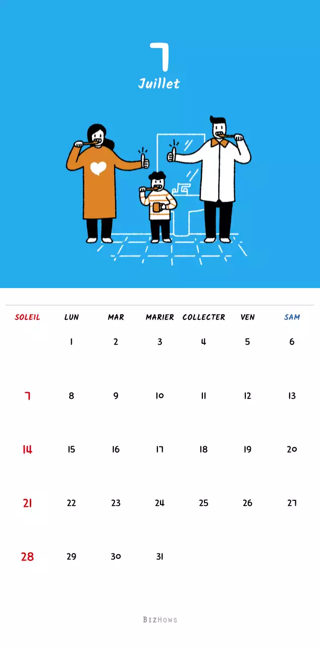 Calendrier du Nouvel An avec de jolies illustrations