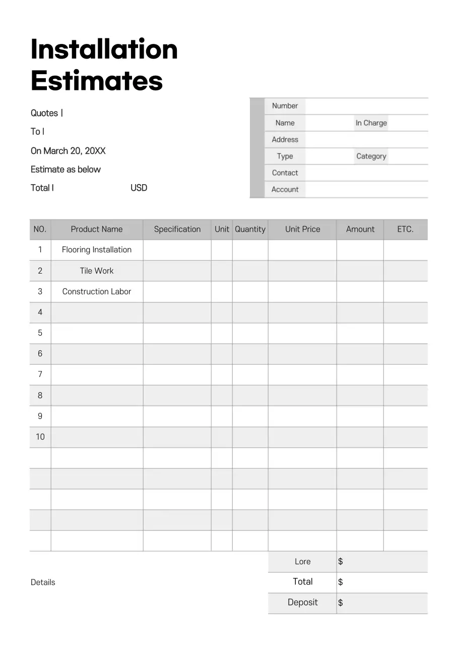 Grey Professional Construction Invoice