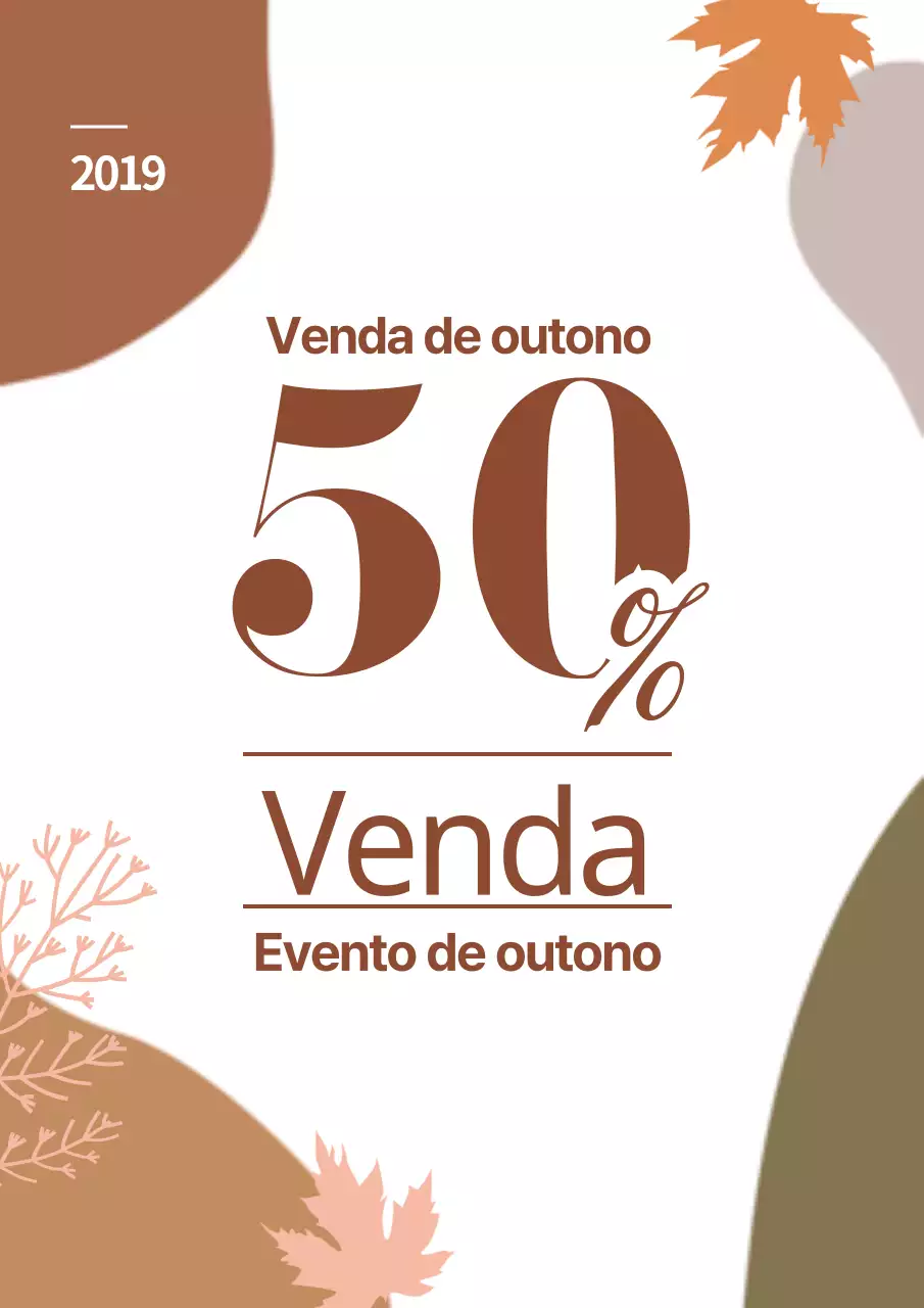 Promover uma venda de outono com formas castanhas e folhas de outono