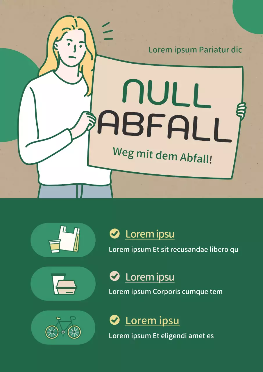 Kampagnen-Webposter zur Umweltfreundlichkeit in Beige-Grün