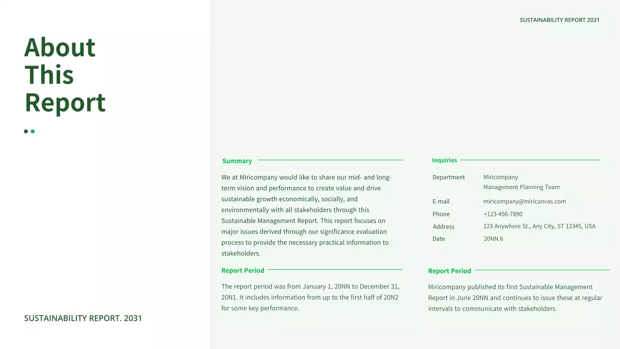 Ecoconcept's ESG report in green