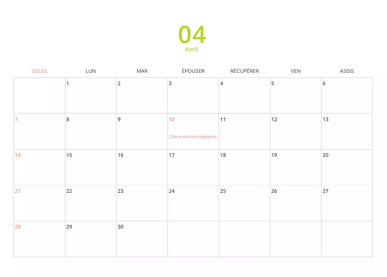 Calendrier illustré multicolore