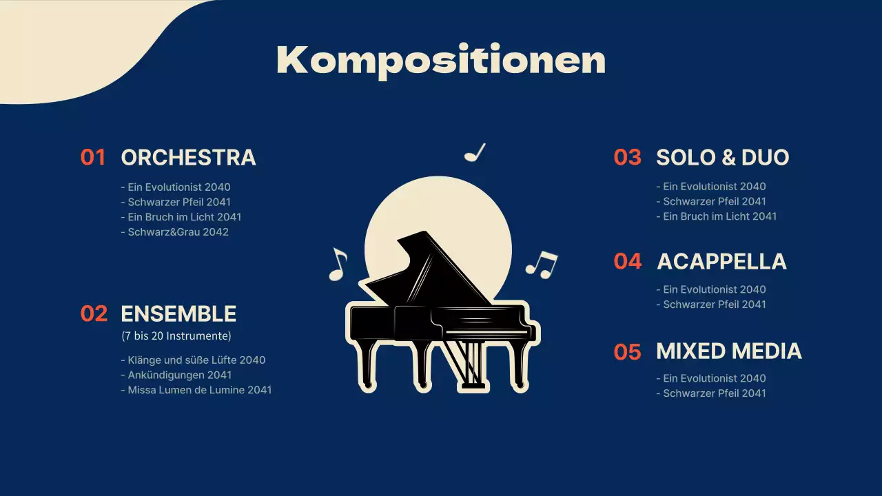 Komponistenmappe für Klavier in Marineblau