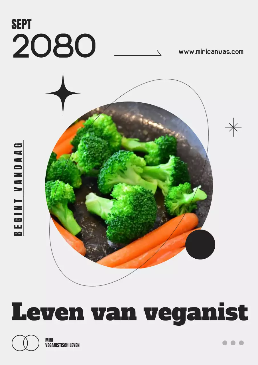 Promoot eenvoudige veganistische marketing in zwart en grijs